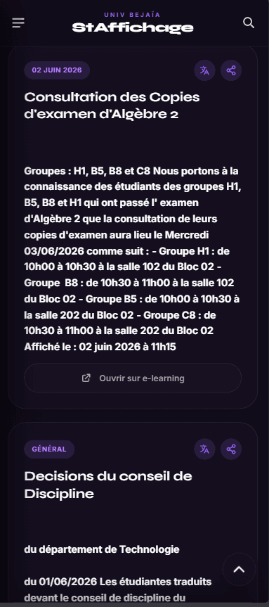 StAffichage V2 mobile preview