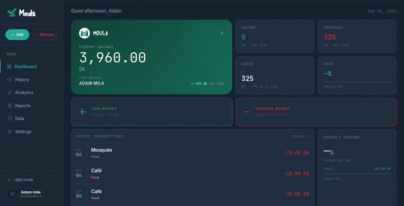 Moula desktop screenshot 2
