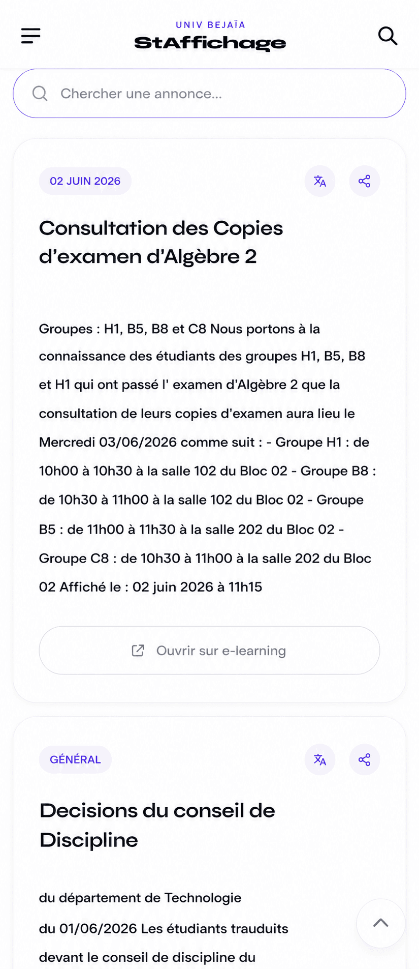 Moodle Notifier mobile preview