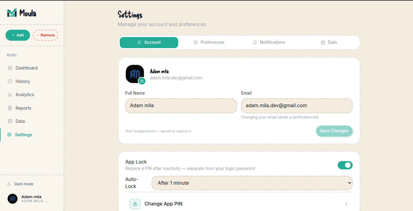 Moula desktop screenshot 3