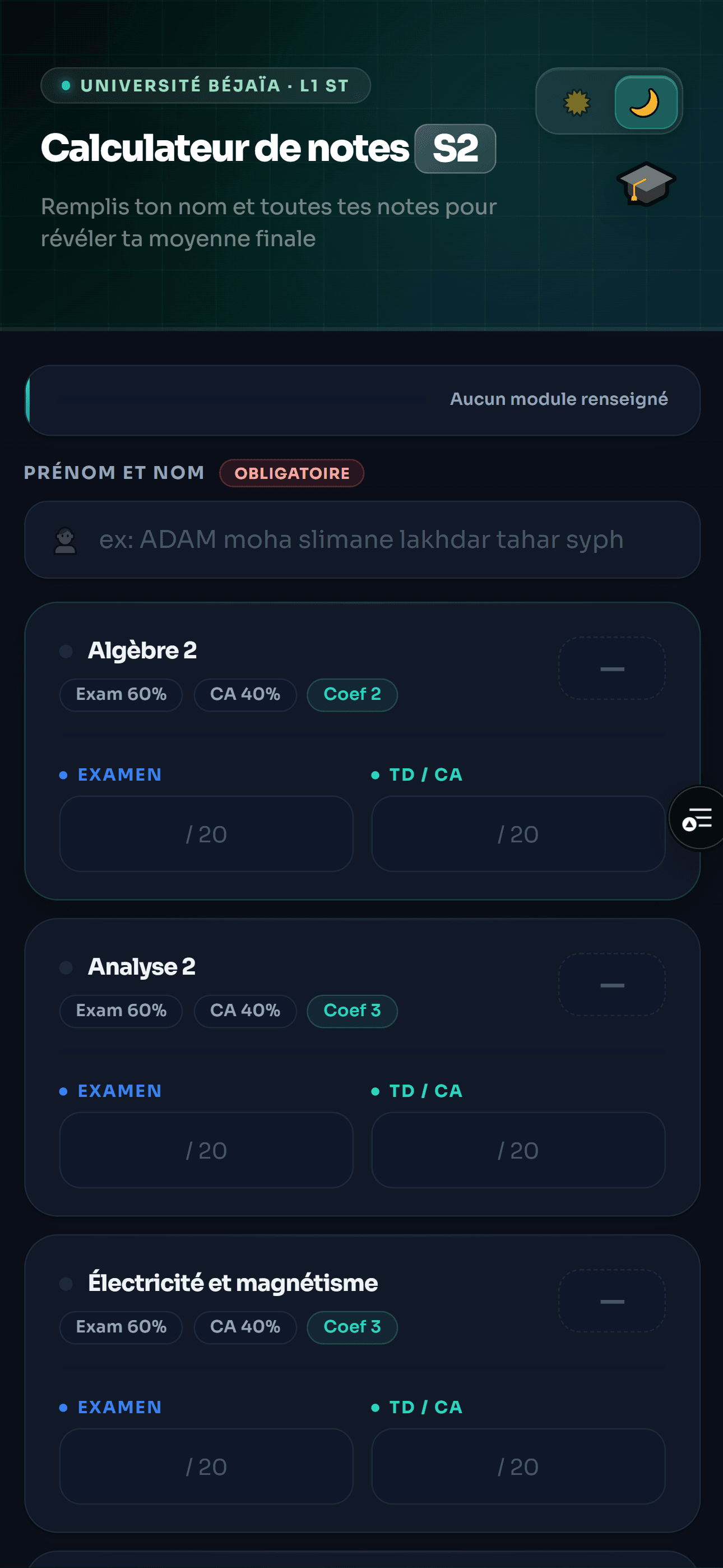 S2 Grade Calc mobile preview